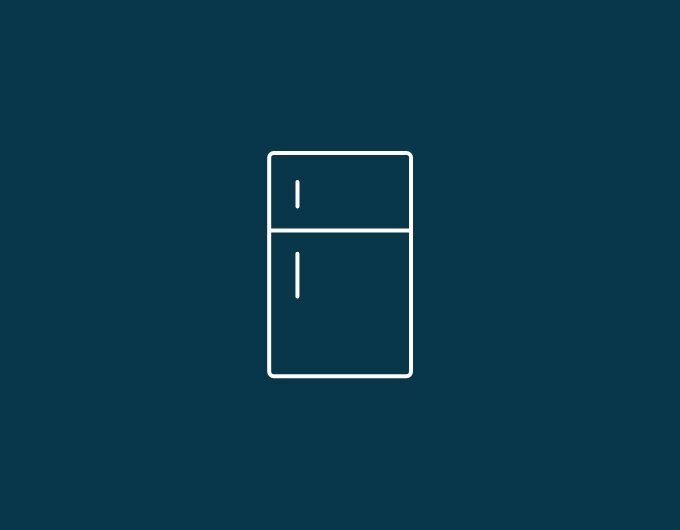 Pictogram of a refrigerator with two doors on a dark blue background