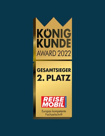 Golden award: “König Kunde Award 2022”, overall winner, 2nd place in motorhomes