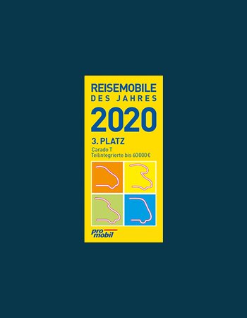 Auszeichnung „Reisemobile des Jahres 2020“, 3. Platz für Carado T als teilintegriertes Wohnmobil bis 60.000 Euro
