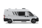 Carado motorhome as a camper van in side view, white, with sliding door, side window and entry step