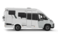 Carado motorhome, side view of a white low-profile model on a transparent background