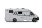 Carado motorhome, side view of a white semi-integrated motorhome