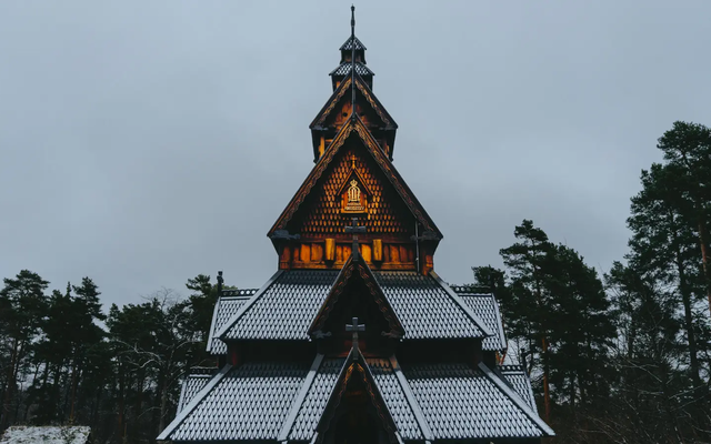 View of a Scandinavian wooden church